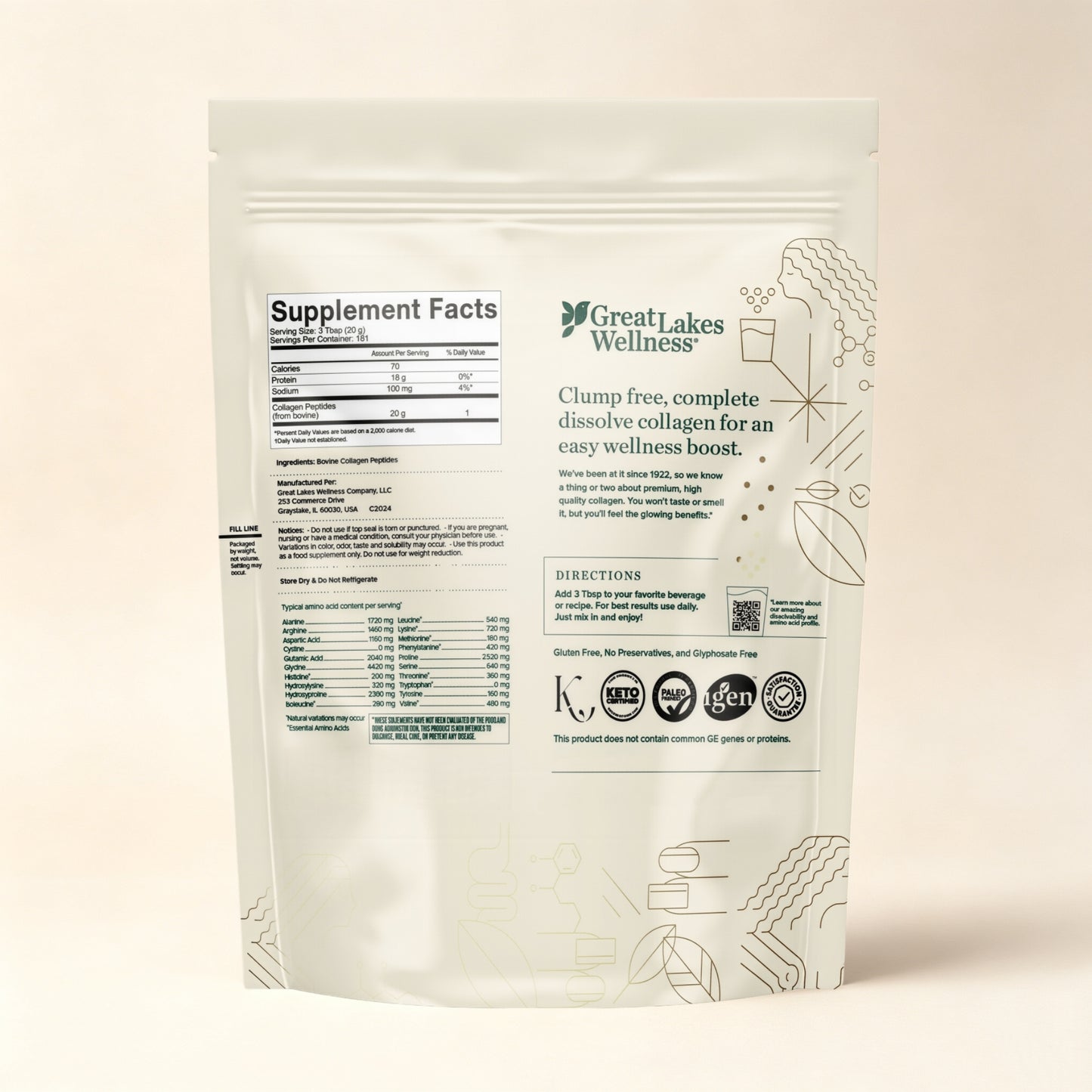 Great Lakes Wellness Collagen Peptides Powder